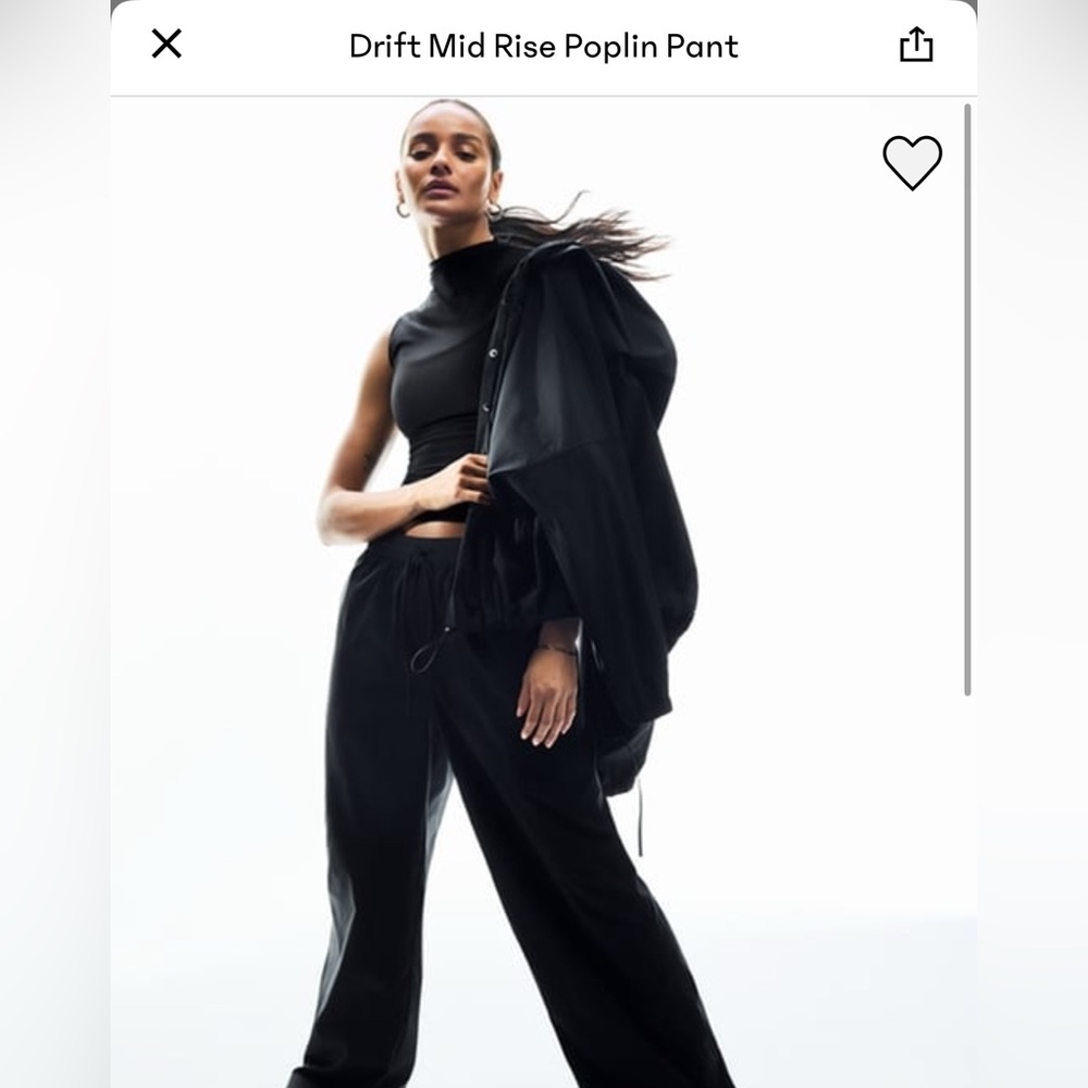 Athleta Black Drift Poplin Pants NWT